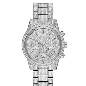 Ritz Three-Hand silver Pave Stainless Steel Watch